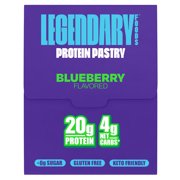 Legendary Foods Blueberry Protein Pastry, 20g Protein, 4 Pack, Keto Friendly, Gluten Free