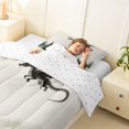 thumbnail image 4 of Metsweet Black Dragon Twin Comforter Sets 2pcs, Watercolor Ombre Smooky Jungle Bedding Set, Black White Green,1 Comforter and 1 Pillowcase, 4 of 6