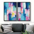 thumbnail image 3 of PixonSign Framed Canvas Print Wall Art Set Pastel Blue and Pink Color Blocks Geometric Shapes Illustrations Modern Art Contemporary Colorful Ultra for Living Room, Bedroom, Office - 16"x24"x2 BLACK, 3 of 5