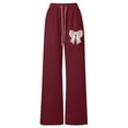thumbnail image 4 of Bainana Casual Sweatpants For Girls Bowknot Print Wide Leg Elastic Waist Joggers Athletic Pants With Pockets Little Girls Youth Classic Fit Casual Pants Size 10-11 Years, 4 of 5