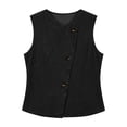thumbnail image 7 of Husipze Denim Vest for Women Sleeveless Strechy Jean Tank Top Button Down Crewneck Fitted Trendy Casual Summer Waistcoat Black XL, 7 of 7