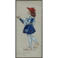 thumbnail image 3 of Plinio Codognato 13x24 Black Modern Framed Museum Art Print Titled - A Man Stands Facing Away with Hand Upraised Wearing a Blue Doublet, Hose and a Red Hat, 3 of 5
