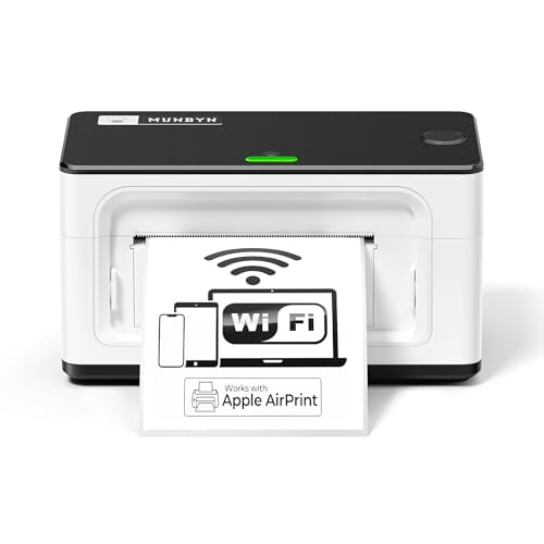 Impresora térmica inalámbrica Wi-Fi MUNBYN para etiquetas de envío, compatible con AirPrint, iPhone, iPad, MacOS, Android y Windows. Ideal para pequeñas empresas, Etsy, eBay y USPS. Sin tinta, impresi