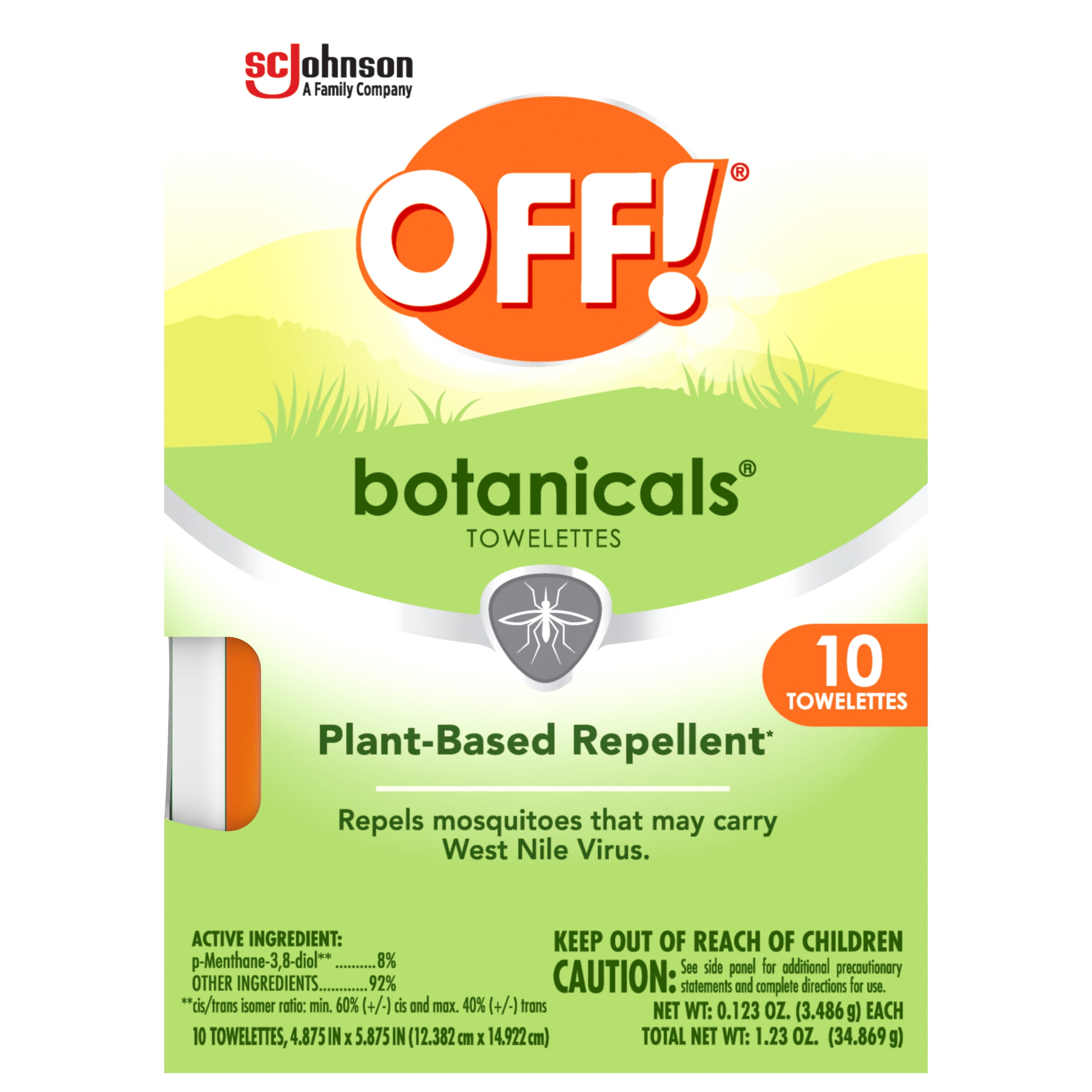 OFF!® Botanicals® Insect Repellent Towelettes, Mosquito Repellent, For