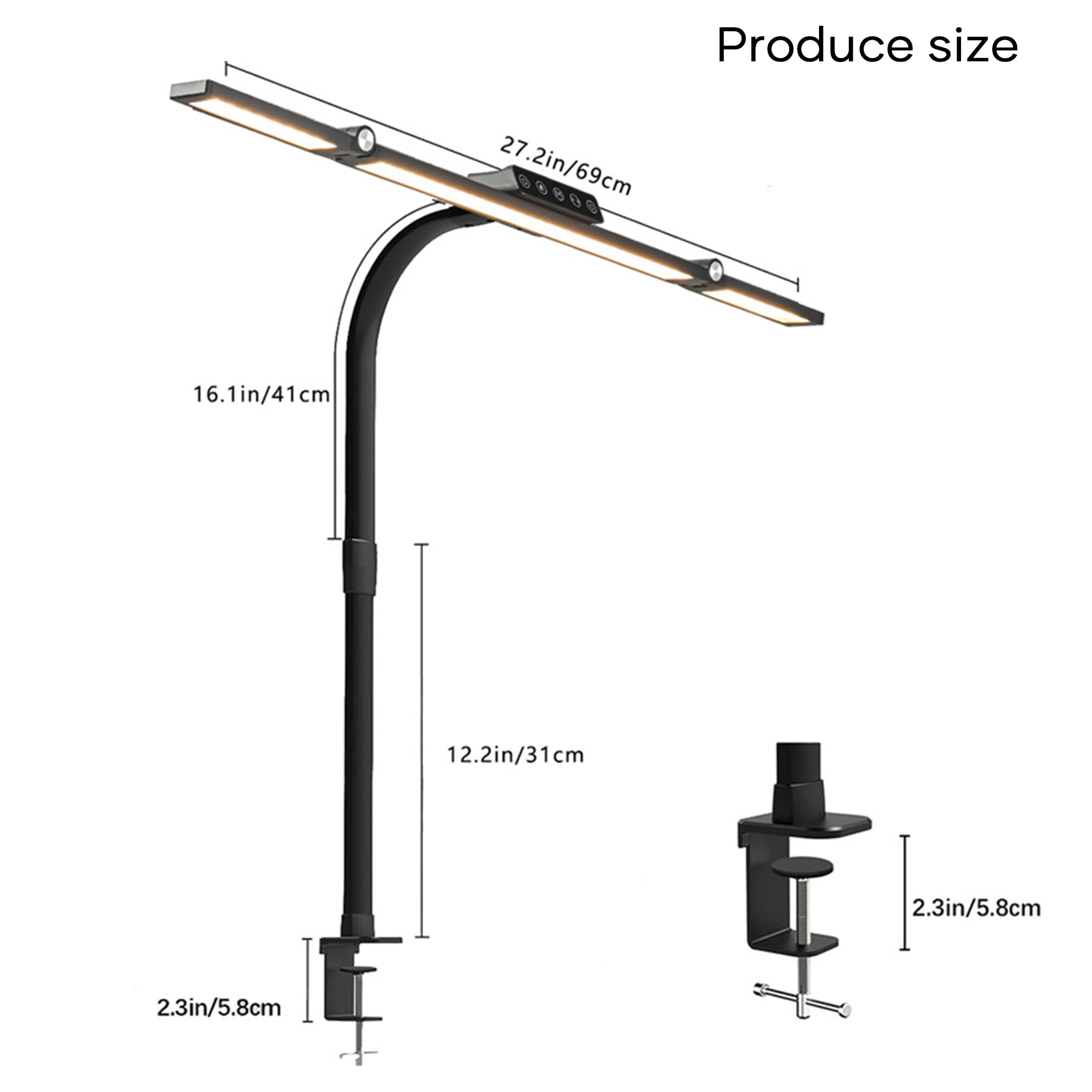 ORFELD 28.3" LED Foldable Desk Lamp with Clamp, Architect Light with Remote, Eye-Caring Lamp for Home Office, Reading, Study(Black)
