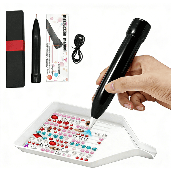 Electric Diamond Painting Pen,Vacuum Diamond Tool with Light 2 Adjustable Suction Mode, No Wax Needed Cordless Quiet Lightweight Design for Kids Adults Gift for Diamond Art Fan, Black