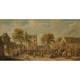 thumbnail image 2 of David Teniers The Younger 14x9 Gold Ornate Wood Frame and Double Matted Museum Art Print Titled - A Kermesse with Villagers Making Merry in a Town Square, 2 of 4