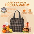 thumbnail image 5 of Brown and Black Checkered Pattern Insulated Lunch Bag for Women Men, Large Portable Soft Cooler Tote, Thermal Food Storage Bag with Pearl Cotton, 8.66L, 8.75"x5.75"x9.5", 5 of 6