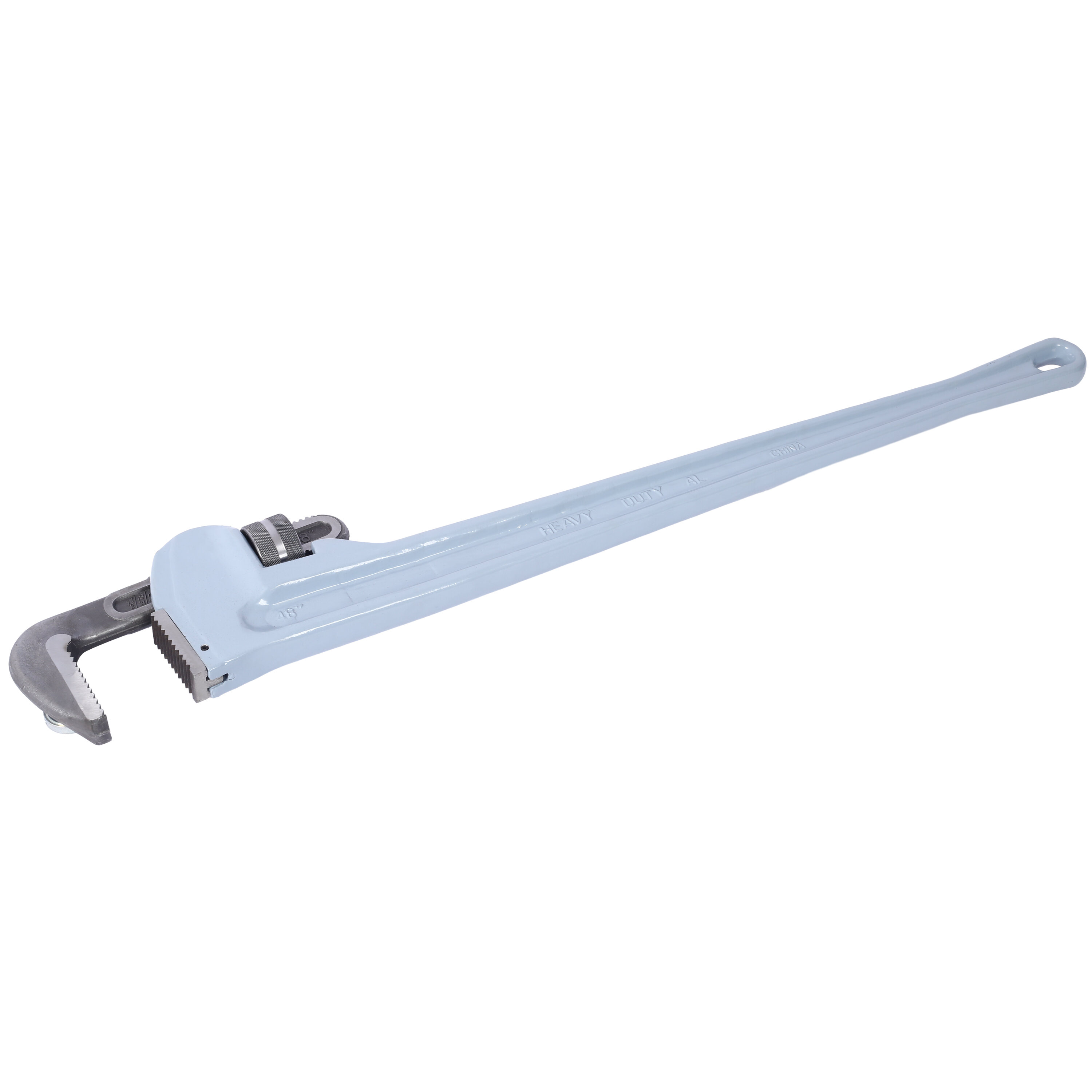 , 48 inch Pipe Wrench Aluminum Straight Pipe Wrench Heavy Duty 48-Inch Plumbers Wrench,Easy to Carry, Hangable Design, for Water Pipes, Automotive Repairs, Light Gray ,Aluminium Alloy ,