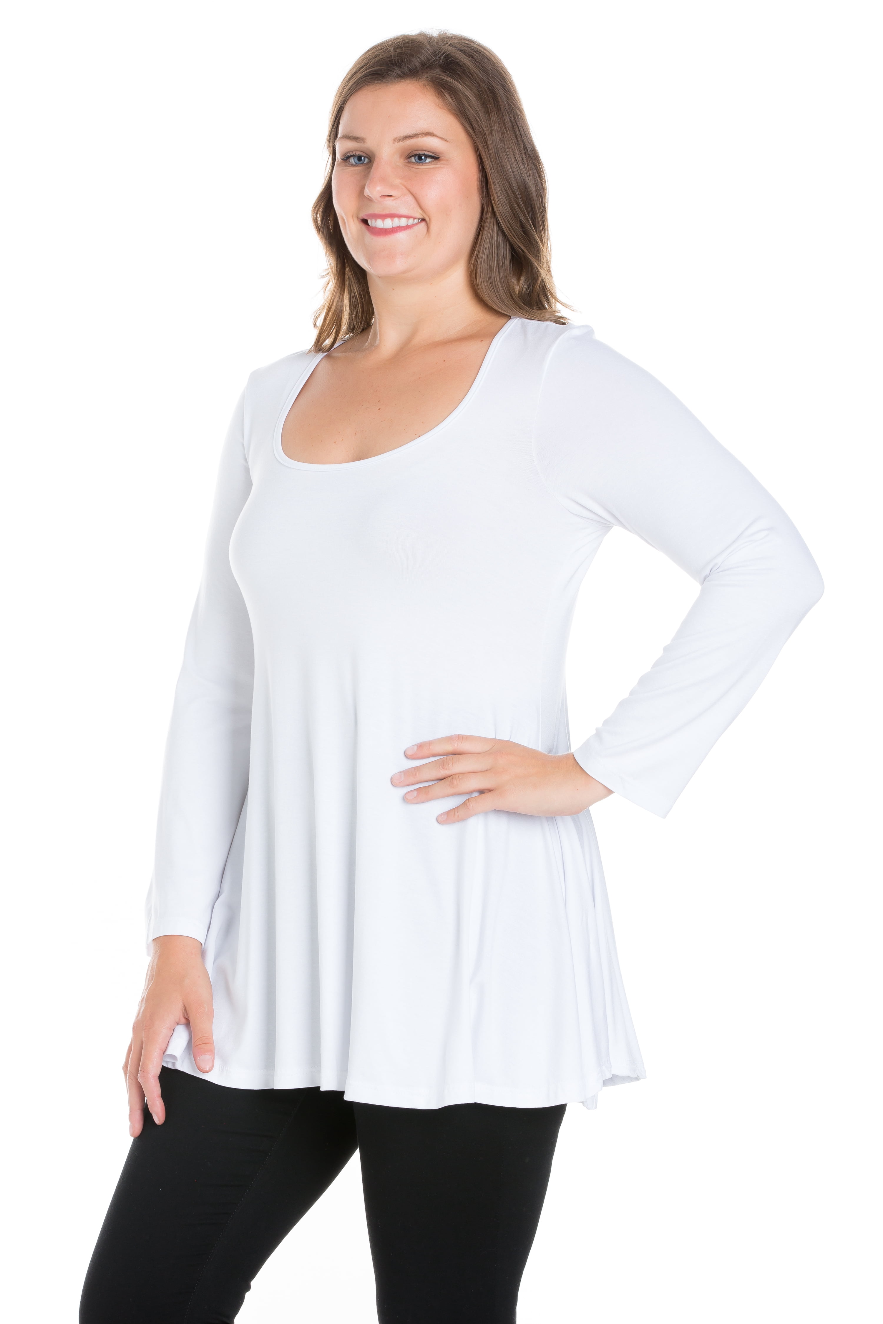 24seven Comfort Apparel Long Sleeve Swing Plus Size Tunic Top