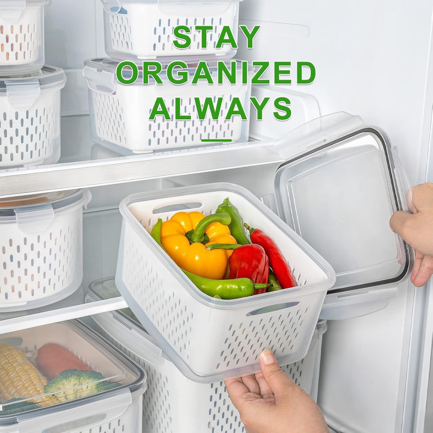Food Storage Jars & Containers FC-5-k 5-Pack Fridge Produce Organization