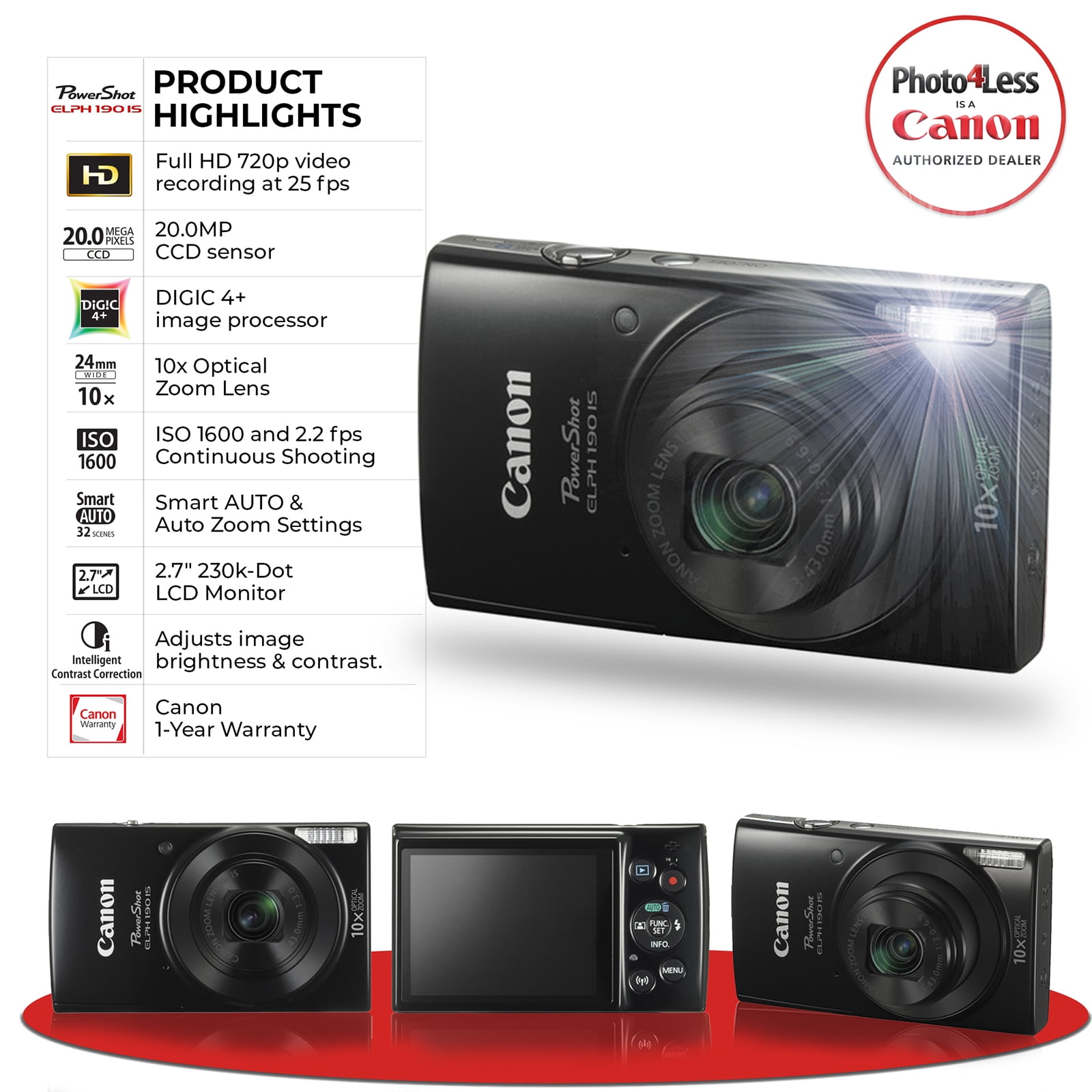 canon camera elph 190