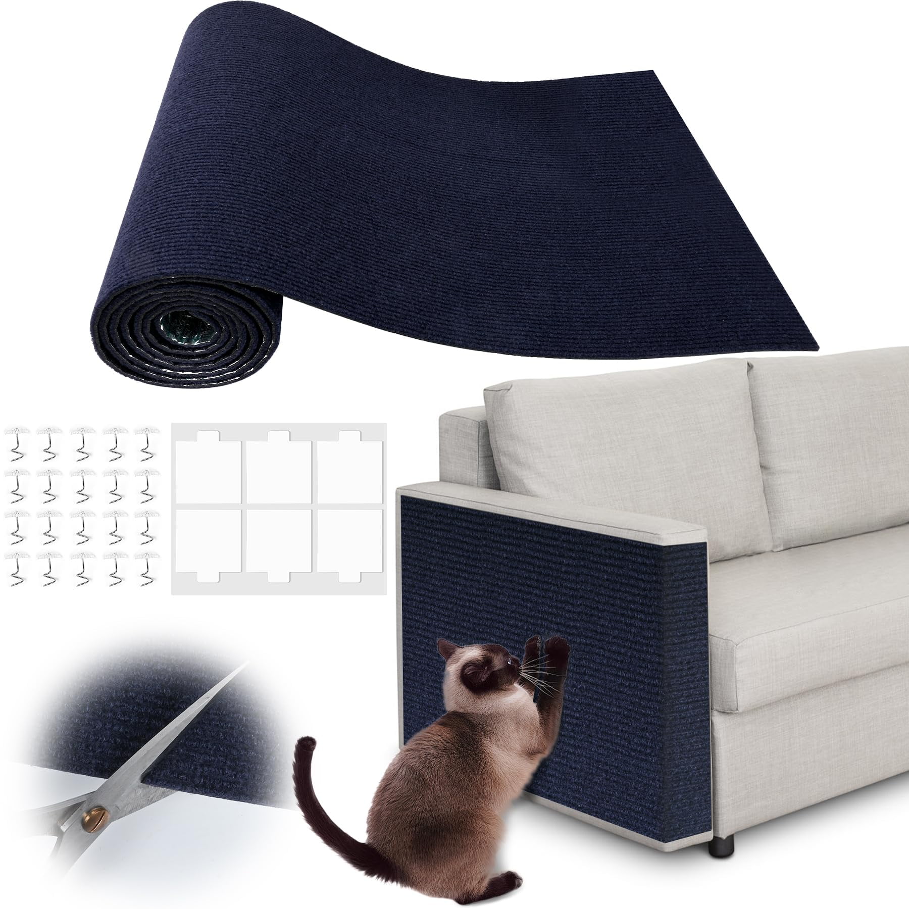 Cat Scratching Pad Dark Blue 17 x 138 Trimmable Furniture Protector