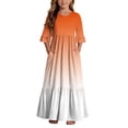 thumbnail image 2 of ersvoioy Girls Summer Party Dress Gradient Print Ruffle Cap Sleeve Round Neck A-Line Flowy Hem Sundress 4-14 Years, 2 of 7