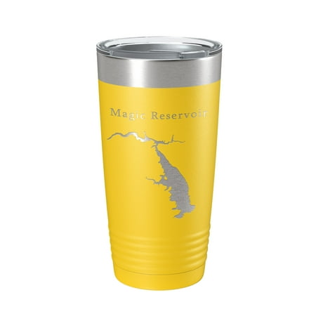 

Magic Reservoir Tumbler Lake Map Travel Mug Insulated Laser Engraved Coffee Cup Idaho 20 oz Yellow