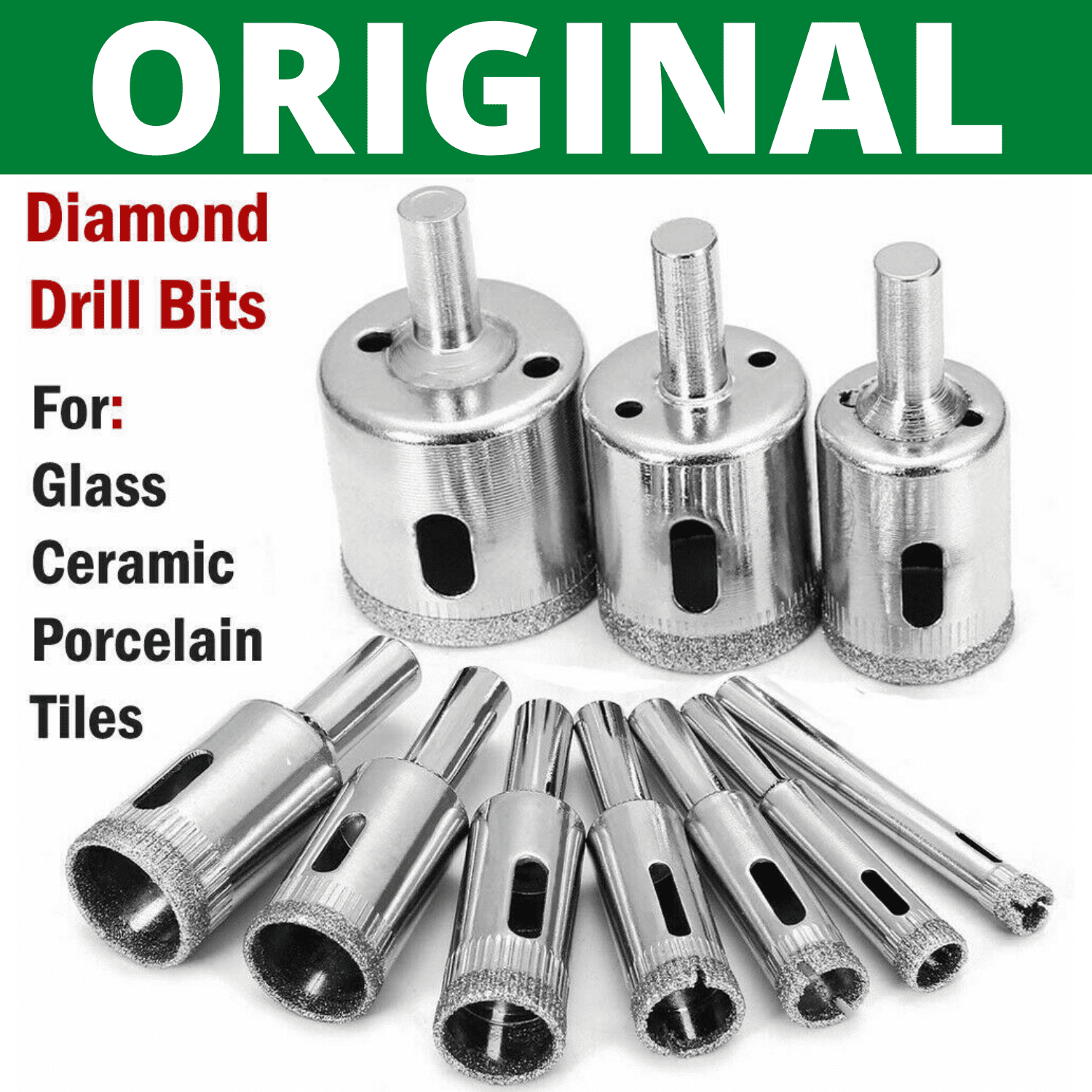 6Pcs 19mm Diamond Tip Drill Bits Coated Hole Saw Cutter for Glass Tile Stone