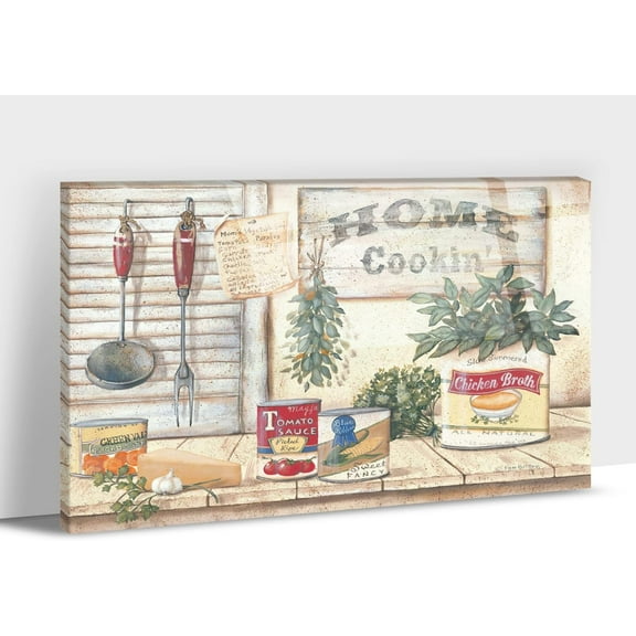 Farmhouse Kitchen Wall Art, Rustic Kitchen Picture Wall Decor, Country Kitchen Home Cookin Signs Canvas Prints Wall Decor, Retro Kitchen Painting for Living Room, Home Kitchen Decorations 12x18