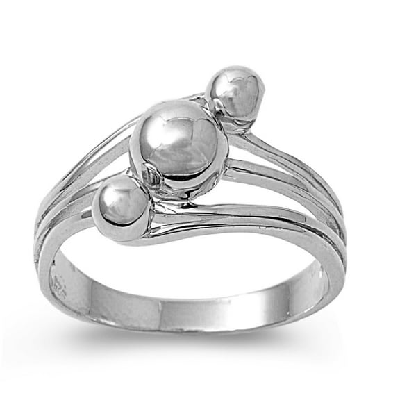 925 Sterling Silver Three Spheres of Quality Ring Size 5