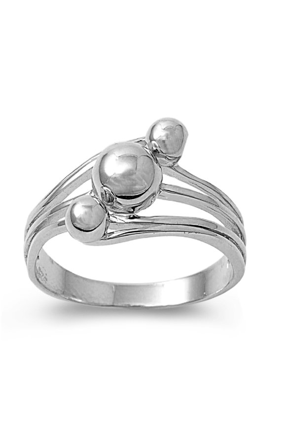 925 Sterling Silver Three Spheres of Quality Ring Size 7