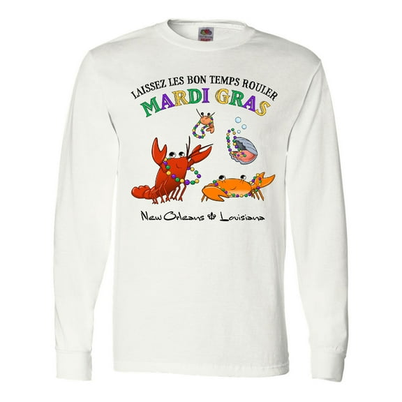 Inktastic Laissez Les Bon Temps Rouler Mardi Gras Partying Seafood Long Sleeve T-Shirt