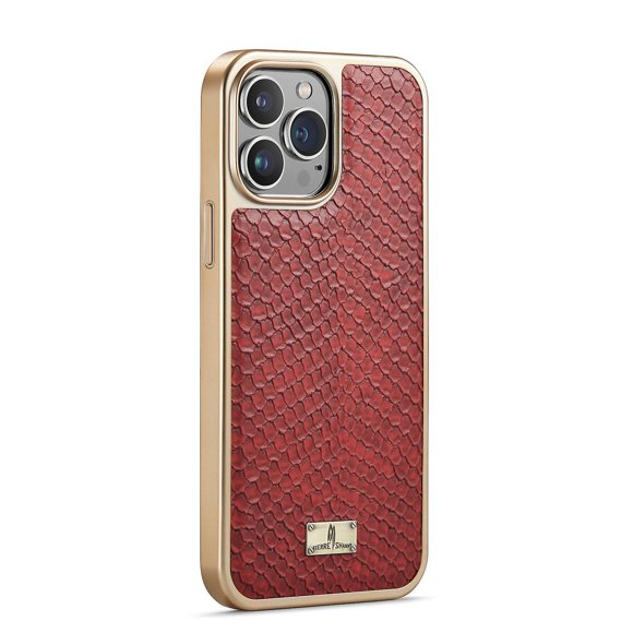 Snake Pattern Leather Case Compatible With Iphone 14 Pro Max, Plating Soft Tpu Frame Shockproof Cover