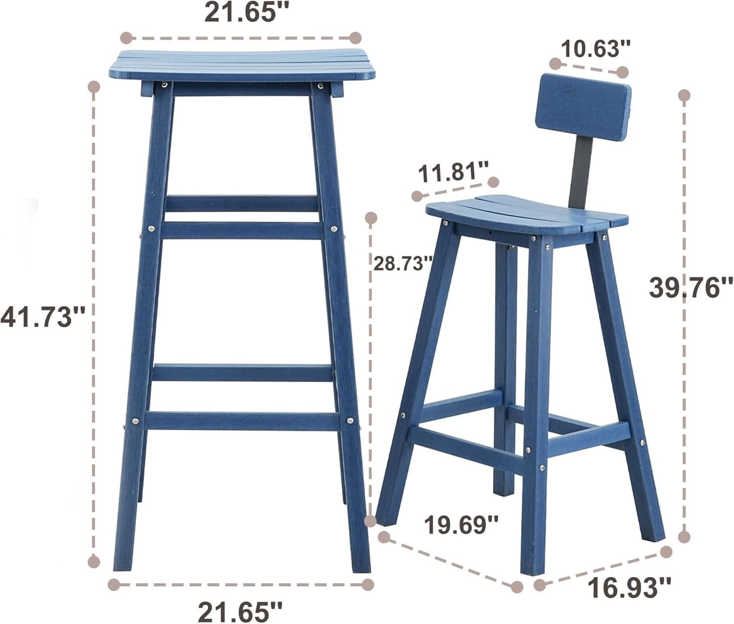 Outdoor Bar Table, HDPE Patio Bar Height Table, All Weather Bistro Pub Table for Deck Porch Backyard Garden, Navy Blue