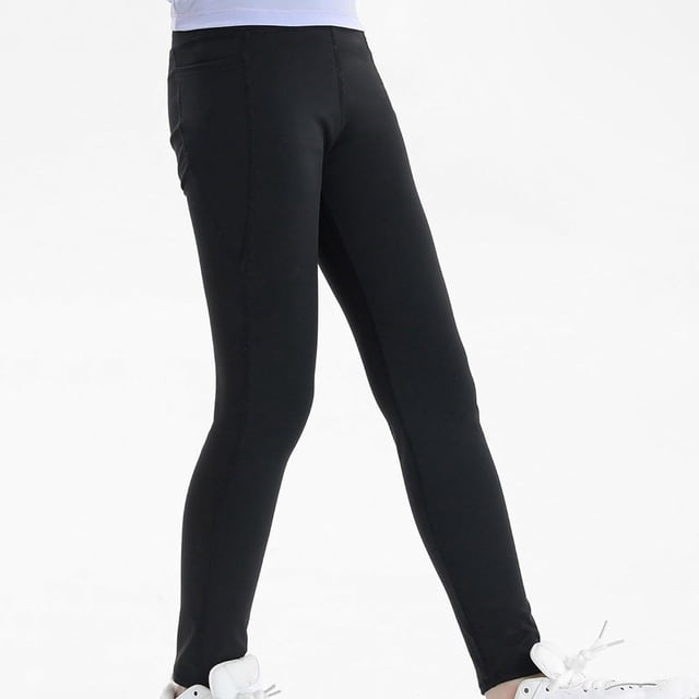 YUNAFFT Girls Stretchy Yoga Pants with Pockets Elastic Comfort Shark Design Solid Color 4-13Y