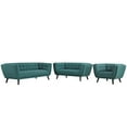 thumbnail image 2 of Modway Bestow 3 Piece Upholstered Fabric Sofa Loveseat and Armchair Set in Teal, 2 of 6