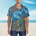 thumbnail image 2 of Xecao Fun Riding Dinosaur print Hawaiian shirt - a stylish short-sleeve button-down for men, perfect for casual beach and tropical outings., 2 of 9