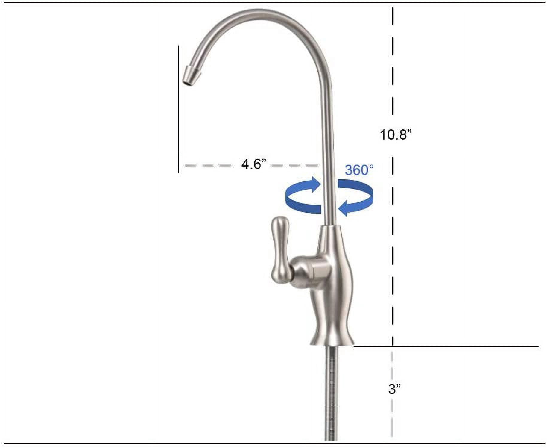 Premier Reverse Osmosis Non Air Gap Brushed Nickel Lead Free Water Filter RO Faucet Water Filtration Faucet for Under Sink Water Filter System Modern Kitchen Bar Sink Drinking Water Faucet