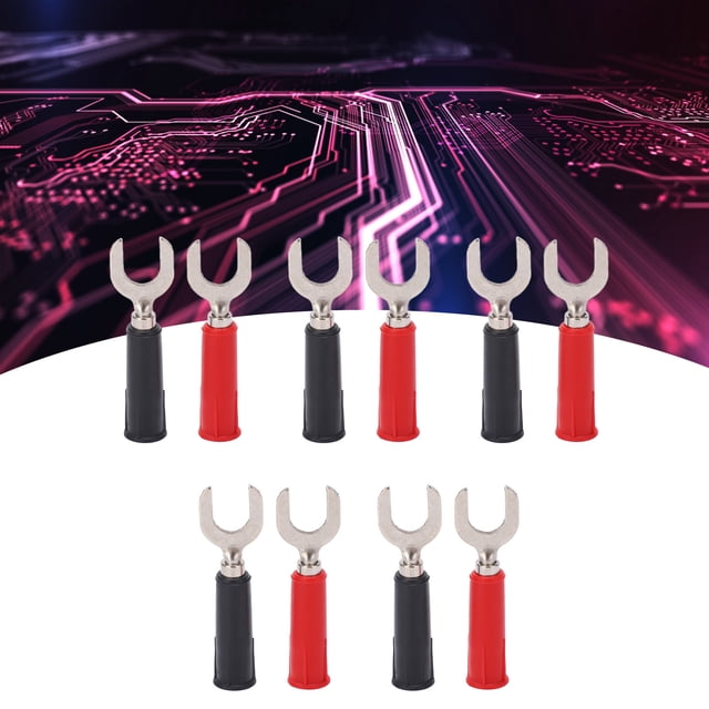 Terminales de crimpado eléctricos tipo U, 10 piezas Adaptador de enchufe tipo banana con cable de horquilla y conector de cable de horquilla tipo Y eléctrico Mejore su experiencia