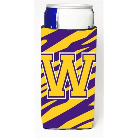 

Carolines Treasures CJ1022-WMUK Tiger Stripe - Purple Gold Monogram Letter W Michelob Ultra s For Slim Cans