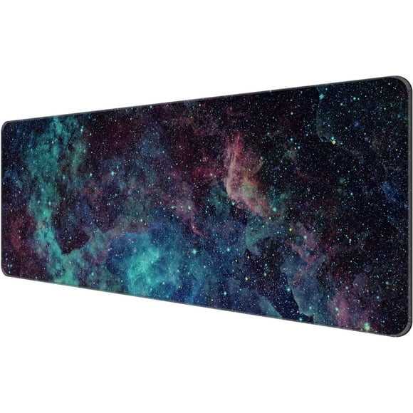 Thin Extended Gaming Mouse Pad (31.5 * 11.8 * 0.08 inch) with Stitched Edges Large , Long XXL Keyboard and Mouse pad Desk Mat for Gaming Office & Home - Galaxy Space