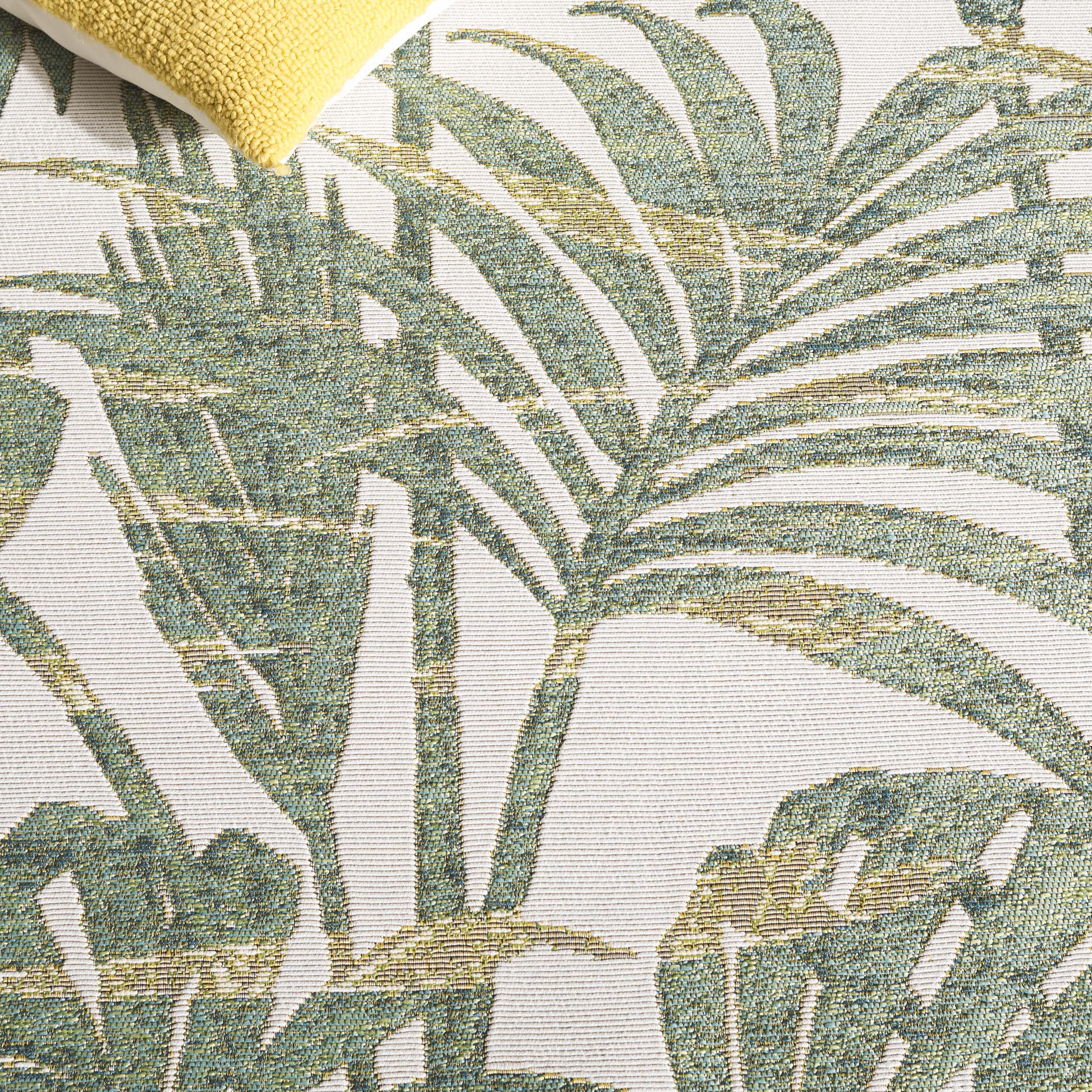 SAFAVIEH Barbados Cahir Botanical Indoor/Outdoor Runner Rug, Ivory/Green, 2'8" x 8'