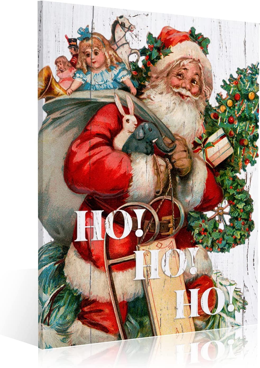 Christmas Canvas Wall Art Red Santa Claus Wall Decor Vintage Christmas