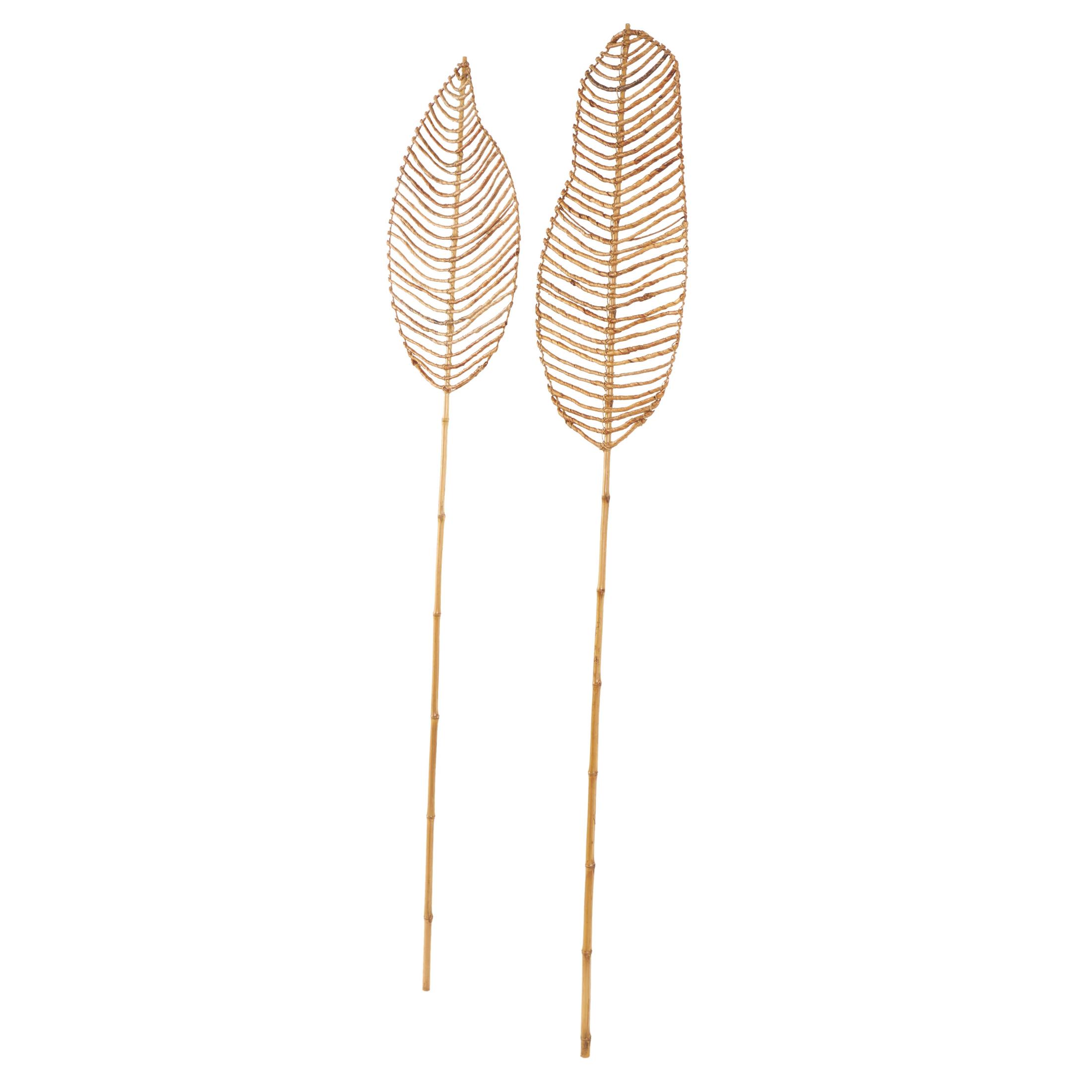 77" Palm Tree Handmade Tall Woven Leaf Stick Bamboo Wood Natural Foliage Bouquet, by DecMode (2 Count)