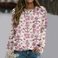 thumbnail image 4 of HOWPAY Chandails de Noël pour Femmes, Blouse Décontractée Imprimée Surdimensionnée, Manches Longues, Col Rond, Chandail Doux pour les Vacances, Vêtements d'Automne, Violet Clair G, 4 of 5