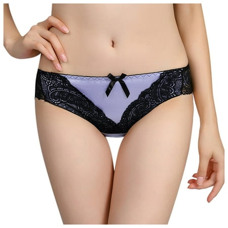 

Women s Cotton Bikini Brief Underwear Sexy Ladies Transparent Lace Splicing Panties Cotton Hollow Breathable Quality【Multipacks】