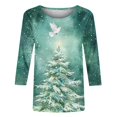 thumbnail image 5 of Holiday Gifts! Titcea Christmas Shirts for Women 3/4 Sleeve Round Neck Glitter Xmas Tree Print Pullover Christmas Sweaters 2024 Fashion Casual Tops, 5 of 5
