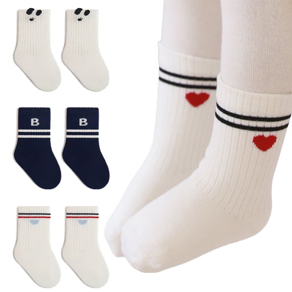 LYMAYTER 3 Pair ‌‌Infant Baby Unisex Cotton Socks Crew Length Gift Pack for Newborns Toddlers‌ 0-8Y
