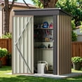 thumbnail image 6 of LiteHaven Outdoor Storage Shed Lockable Metal Garden Shed Steel Anti-Corrosion Storage House with Single Lockable Door for Backyard Outdoor Patio Brown 5'x3', 6 of 8