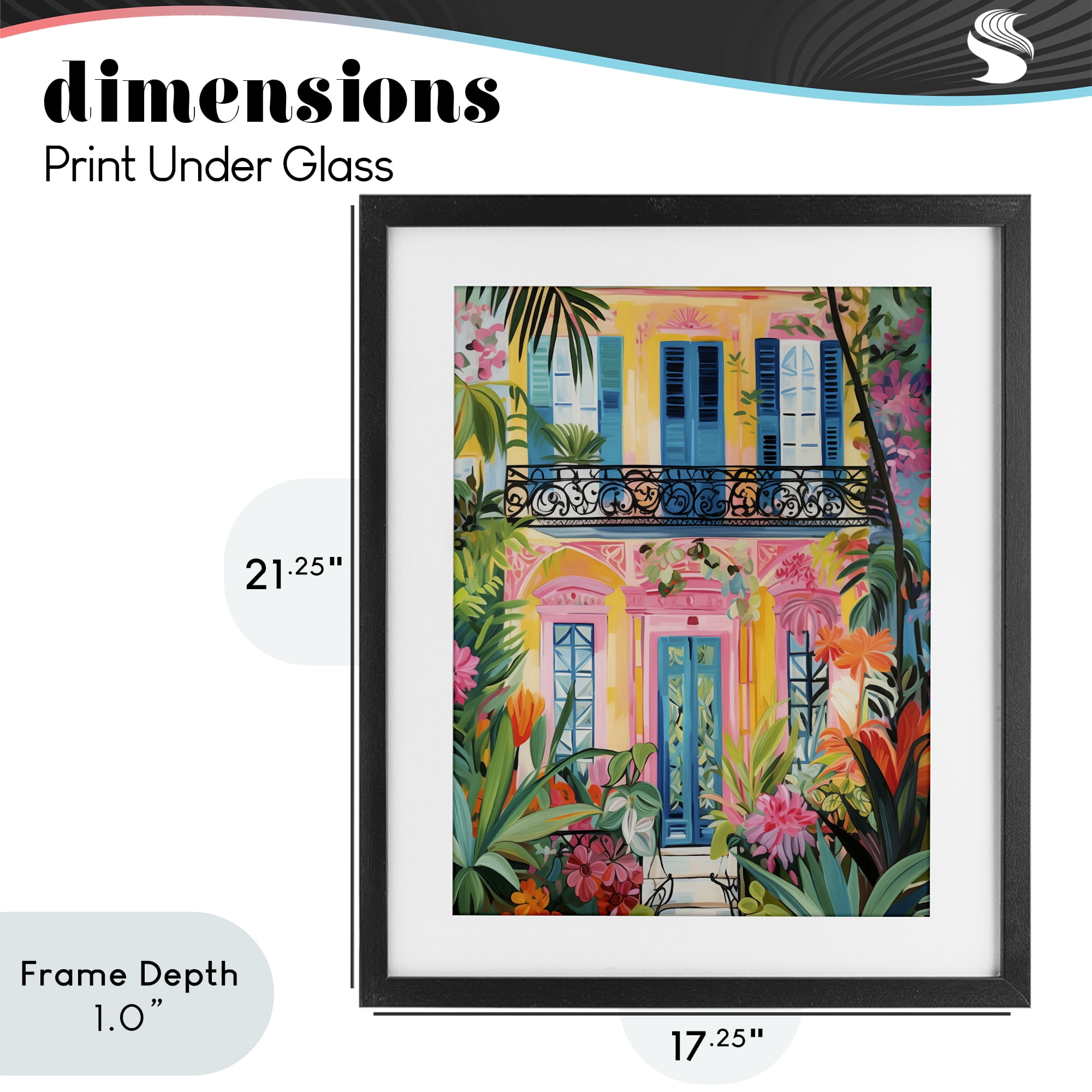 Stupell Industries Colorful Facade with Tropical Garden Black Framed Print Under Glass, design by LSR Design Studio