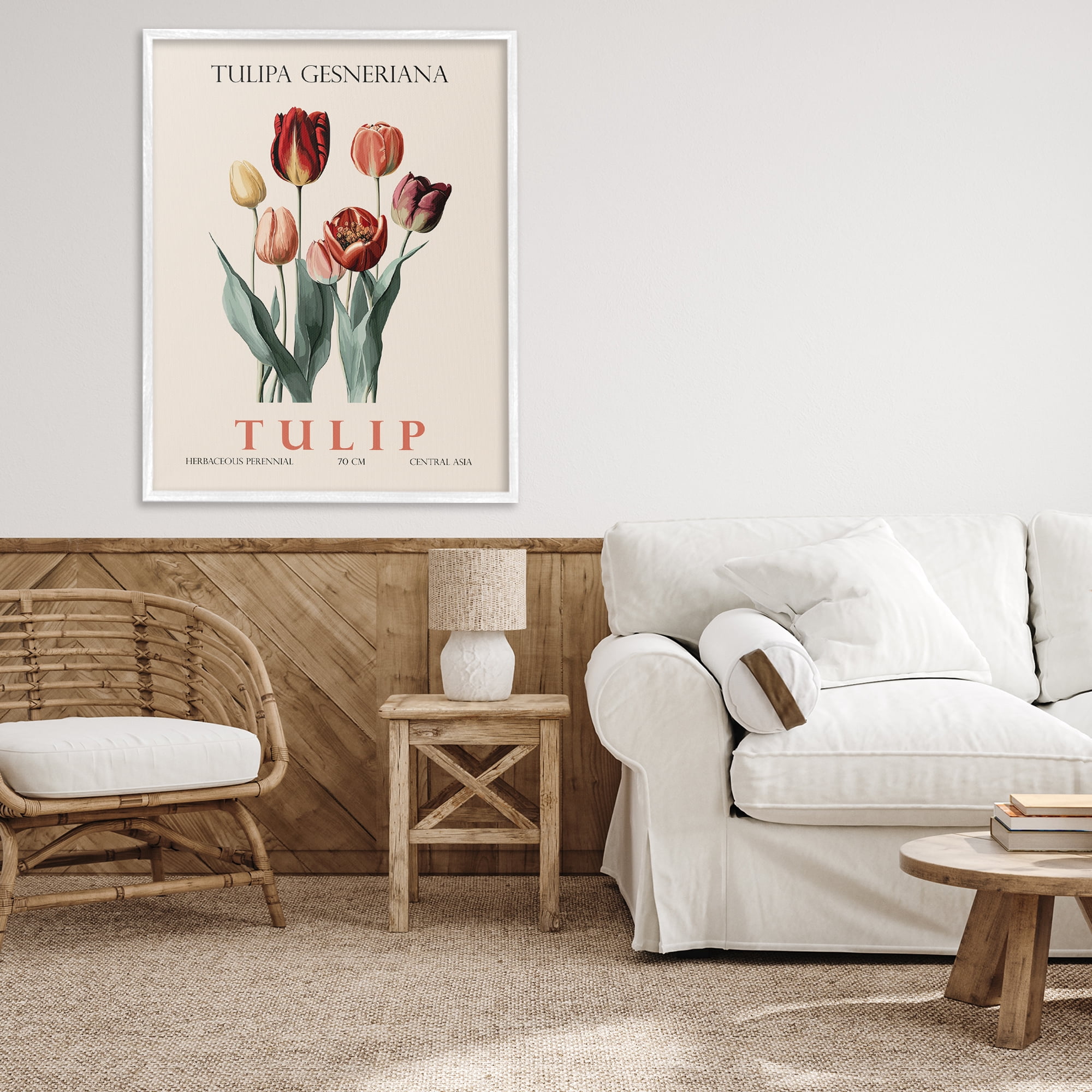 Stupell Industries Natural Tulip Bundle White Framed Giclee Art, design by Christopher Giampietro