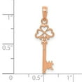 thumbnail image 2 of 14k Rose Gold Polished 3-d Love Hearts Key Charm 7mm Wide Pendant Necklace for Women - .8 Grams, 2 of 2