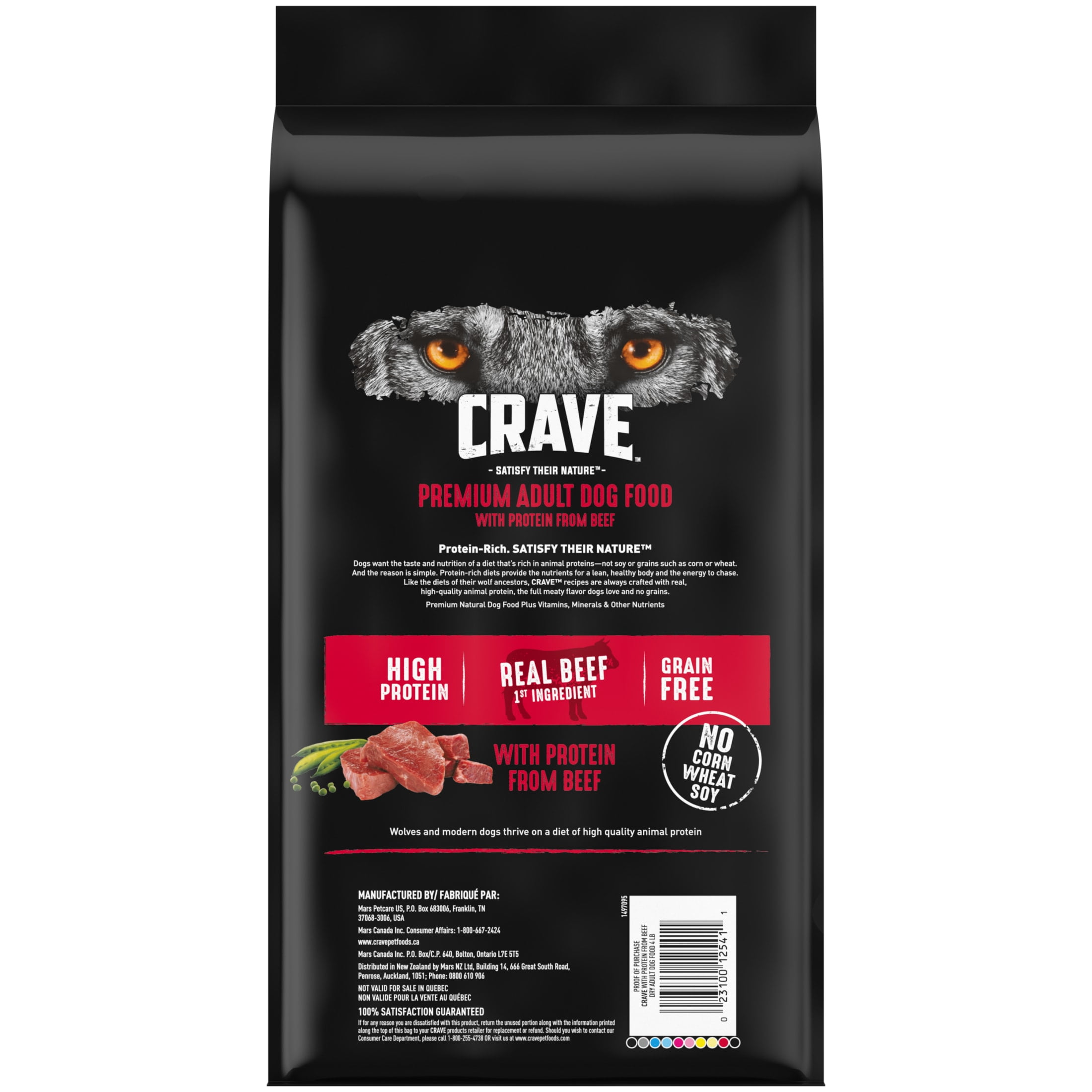 Crave Grain Free Adult Dry Dog Food With Protein From Beef, 4 Lb. Bag