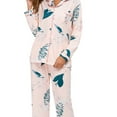 thumbnail image 5 of INSPIRE CHIC Women's Satin Pajama Sets Floral Button Down Shirt and Pants Silky Sleepwear 2 Pcs PJ Set S Pink Green, 5 of 5