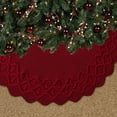 thumbnail image 5 of EWASWON Christmas Red 48 Inch Large Christmas Tree Skirt, Chunky Knit with Ruffled Bow, Vintage Rustic Decor for Holiday Party & Gifts, 5 of 6