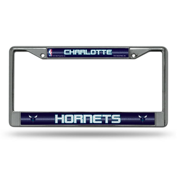 Charlotte Basketball Hornets Standard Size Chrome License Plate Frame - It Sparkles! - Let's Go!