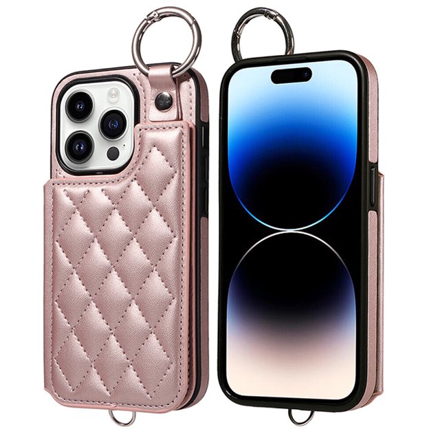 iPhone 14 PRO MAX Case ,Card Slots Leather Wrist Strap Phone Cover for iPhone 14 PRO MAX
