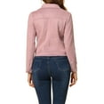 thumbnail image 4 of INSPIRE CHIC Women's Motorcycle Jacket Faux Suede Solid Color Asymmetric Zipper Jacket XL Dusty Pink, 4 of 7